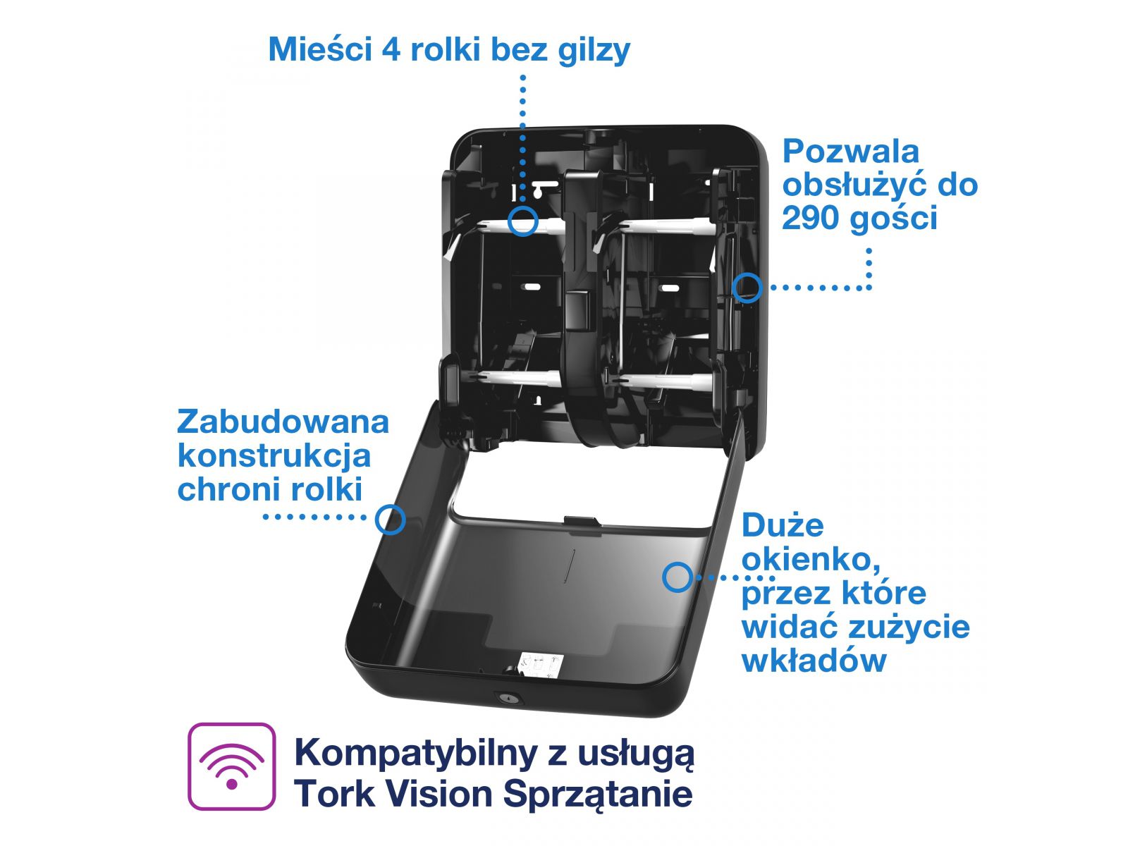Dozownik papieru toaletowego Tork 558052 OptiServe T7 Czarny 4 rolki